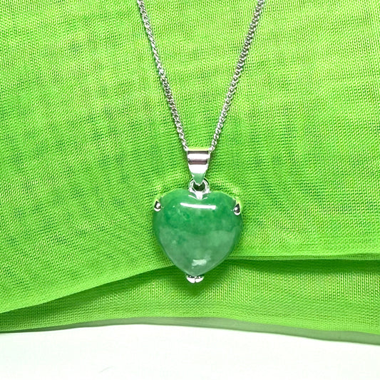 Real green jade necklace in a teardrop or pear shaped, a timeless designed pendant with a chain included