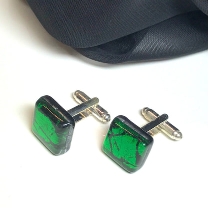 Emerald green Murano glass cufflinks