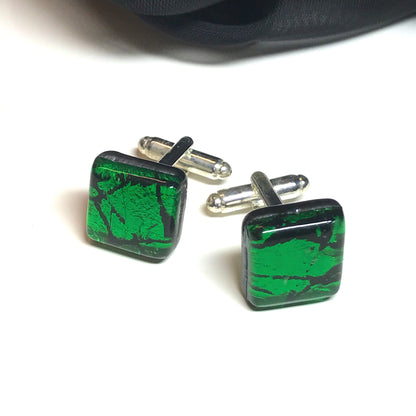 Emerald green Murano glass cufflinks