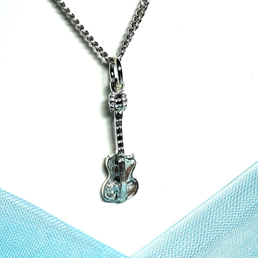 Guitar necklace solid sterling silver with a chain included