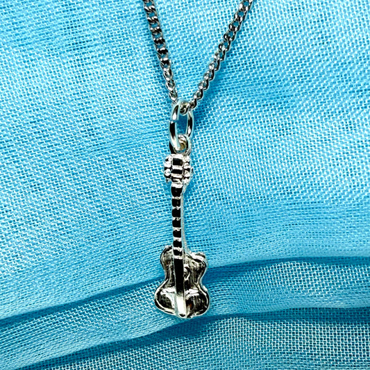 Guitar necklace solid sterling silver with a chain included