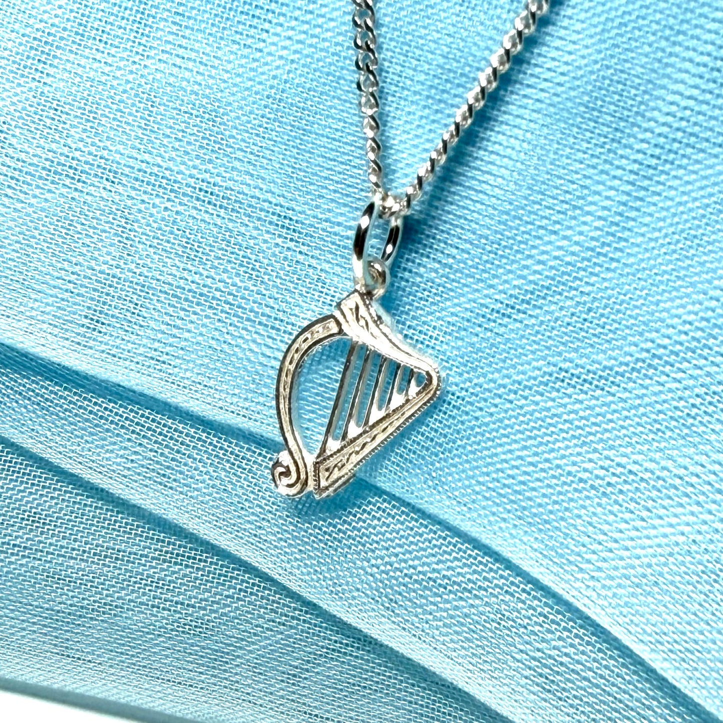 Harp Shaped Necklace Solid Sterling Silver