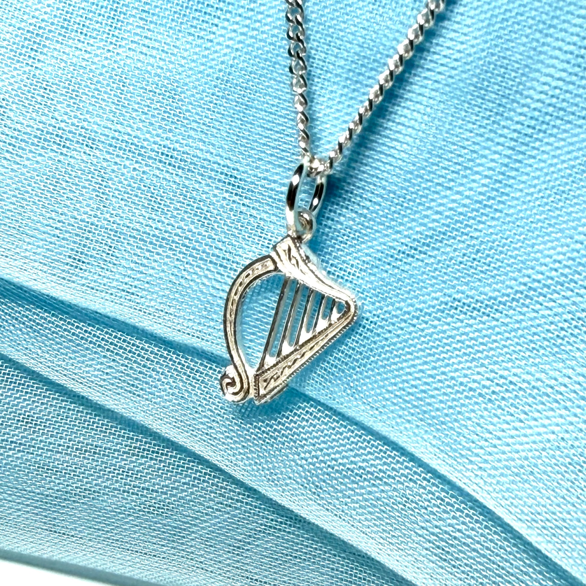 Harp Shaped Necklace Solid Sterling Silver