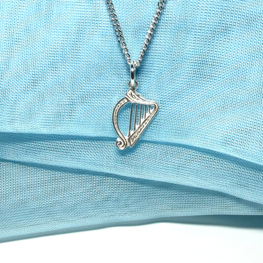 Harp Shaped Necklace Solid Sterling Silver