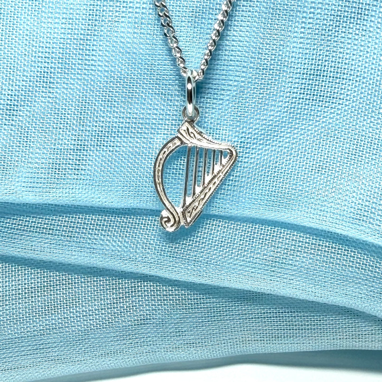 Harp Shaped Necklace Solid Sterling Silver