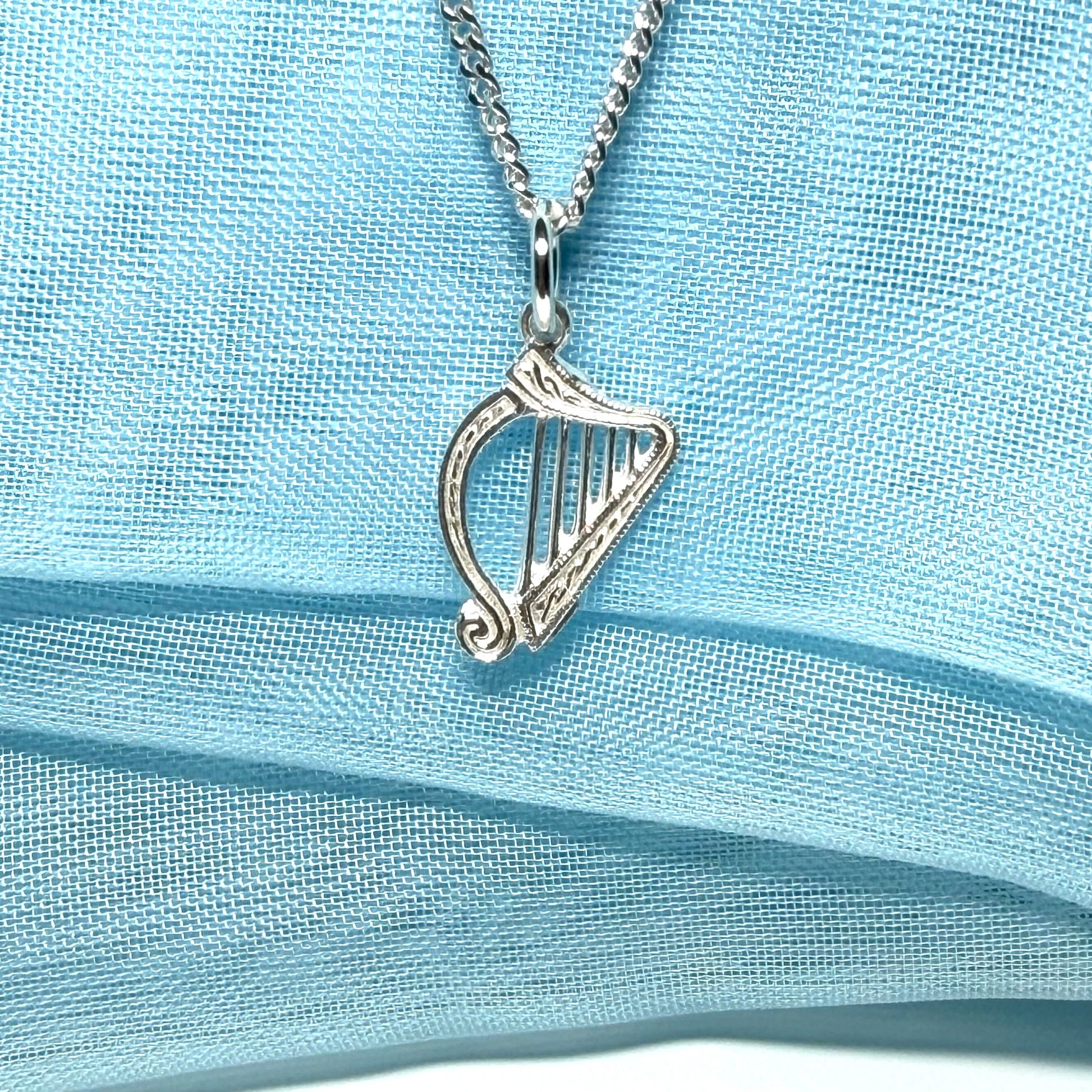 Harp Shaped Necklace Solid Sterling Silver