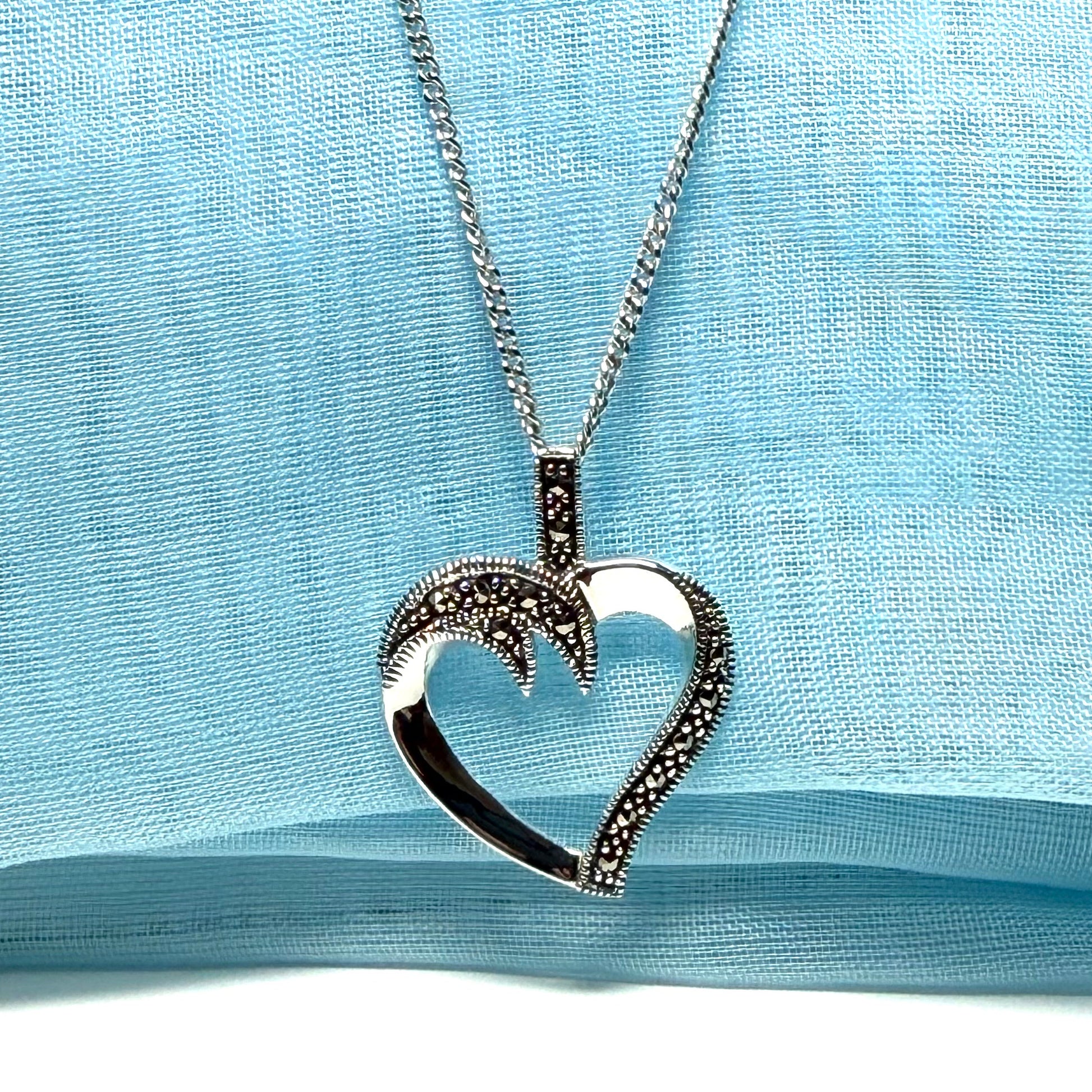 Heart shaped sterling silver necklace