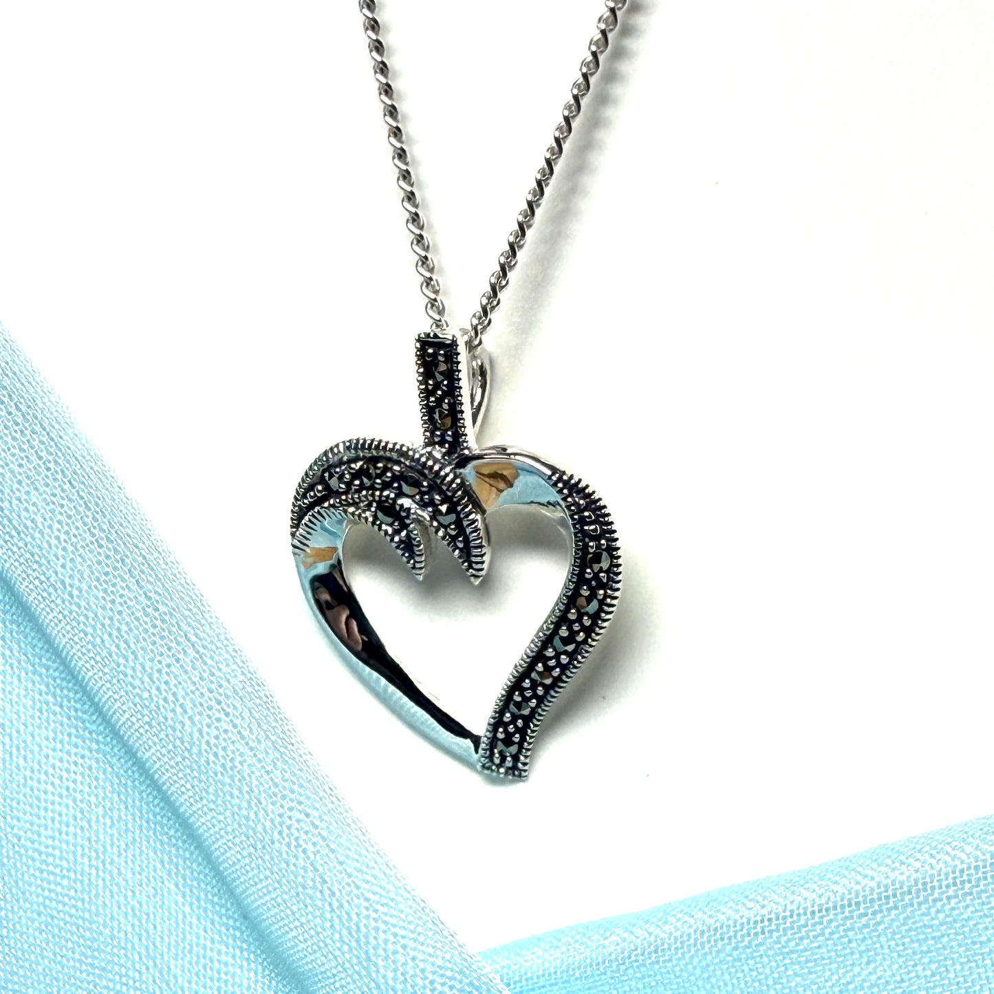 Heart shaped sterling silver necklace