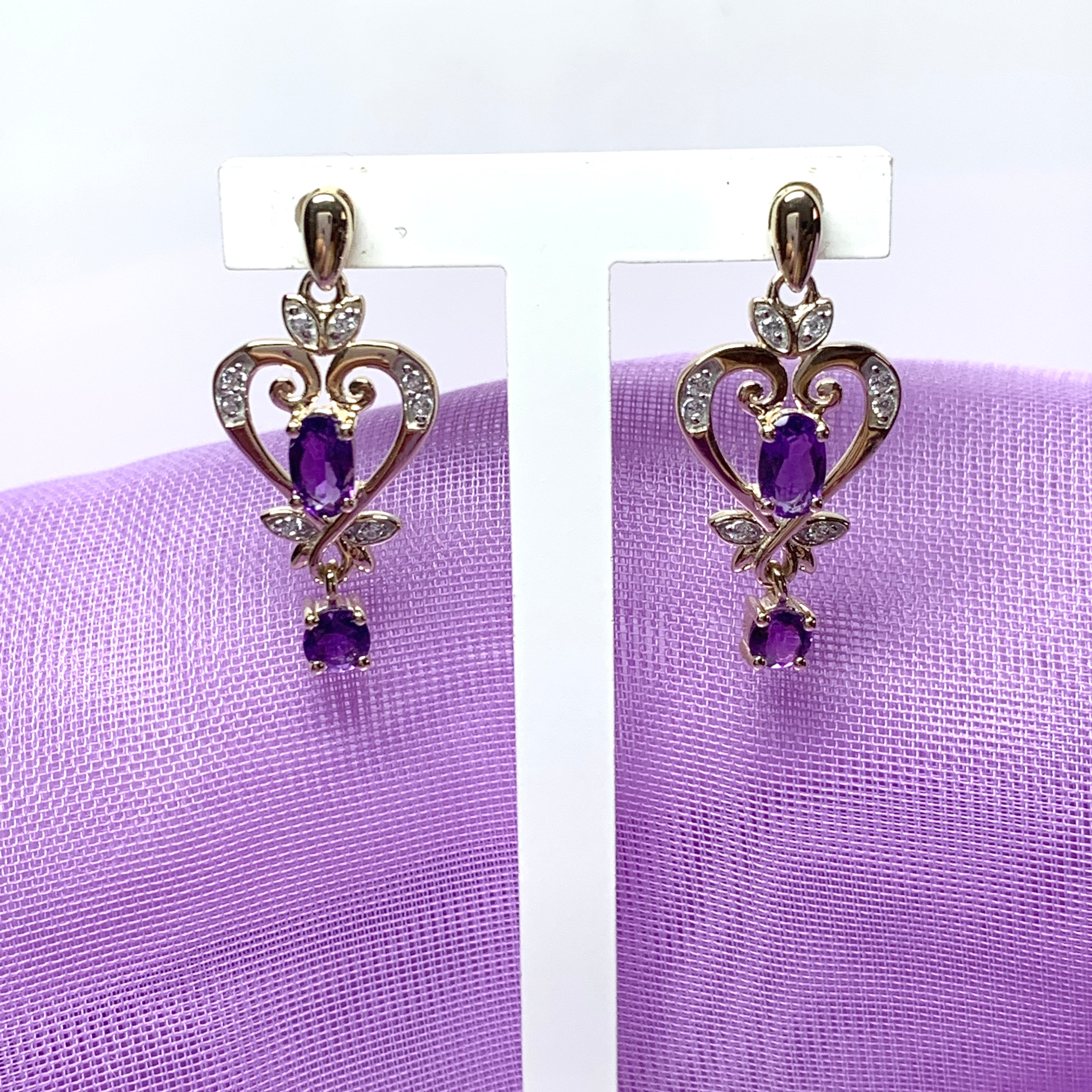 Heart shaped hot sale amethyst earrings