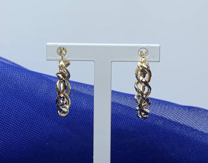 Hoop round yellow gold pierced earrings 17mm