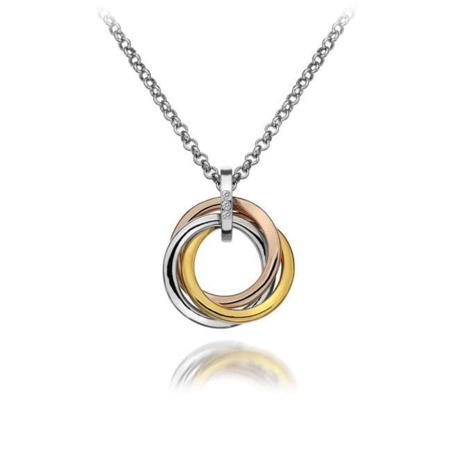 Hot Diamonds Trio Silver Rose and Yellow Gold Necklace DP544