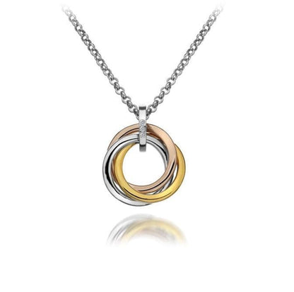 Hot Diamonds Trio Silver Rose and Yellow Gold Necklace DP544