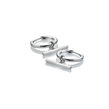 Hot Diamonds linked T-Bar hoop earrings DE734