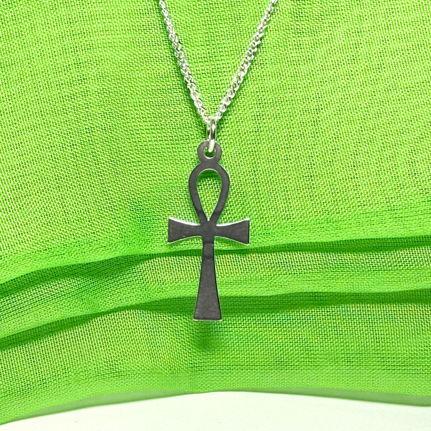 Solid sterling silver Ankh cross including a solid chain