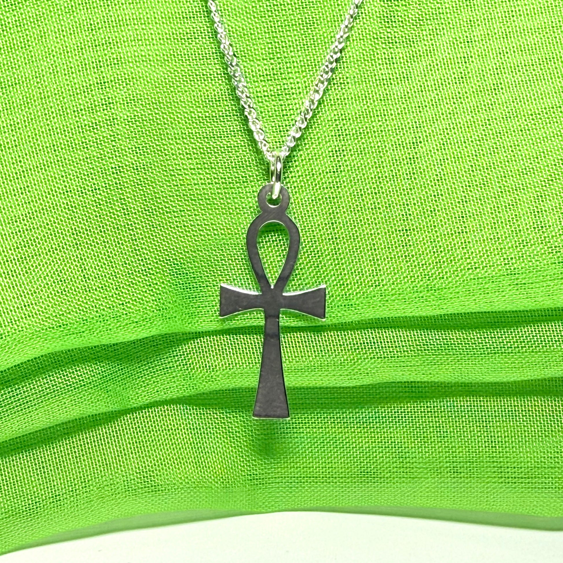 Solid sterling silver Ankh cross including a solid chain