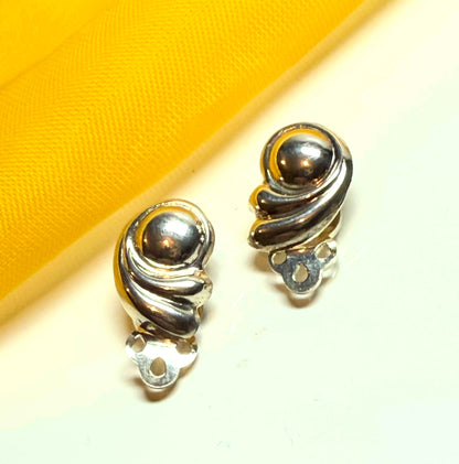 Round swirl clip on earrings sterling silver