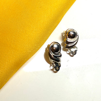 Round swirl clip on earrings sterling silver