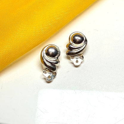 Round swirl clip on earrings sterling silver