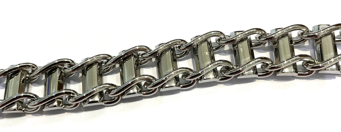 Men's fancy link solid stainless steel heavyweight 8.25 inch bracelet