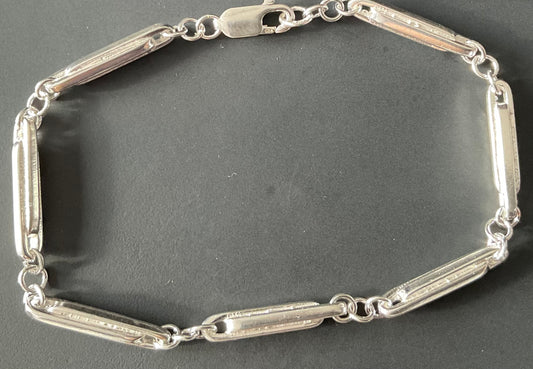 Ladies twisted sterling silver bracelet fancy patterned solid link