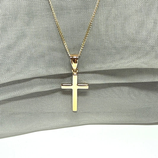 Polished plain polished yellow cross pendant