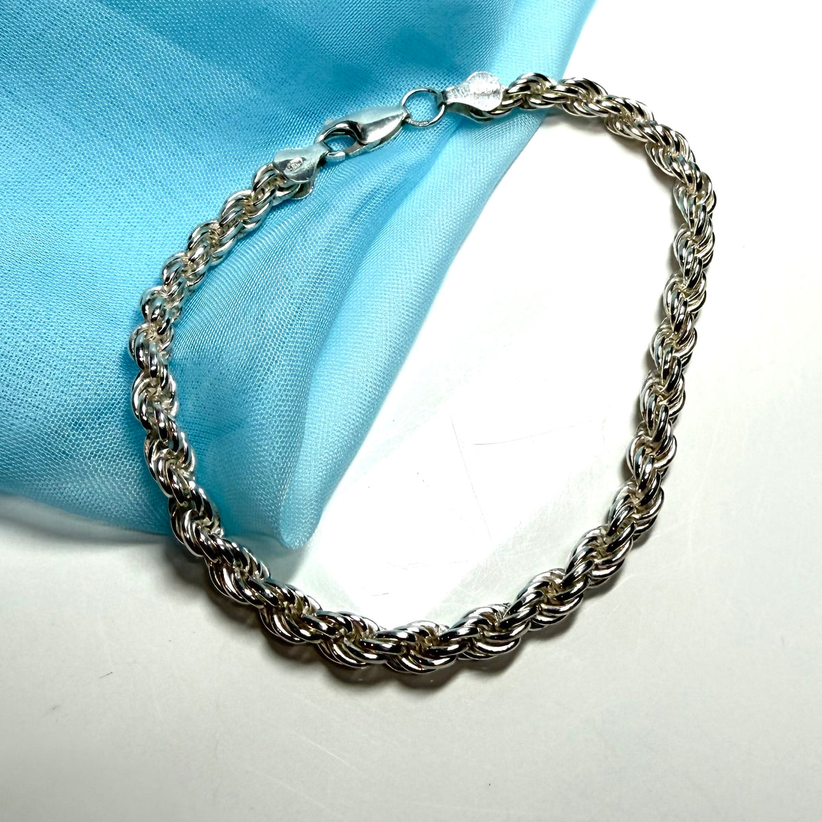 Men's Sterling Silver Solid Heavy Rope Bracelet