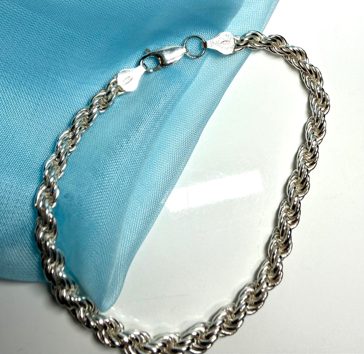 Men's Sterling Silver Solid Heavy Rope Bracelet