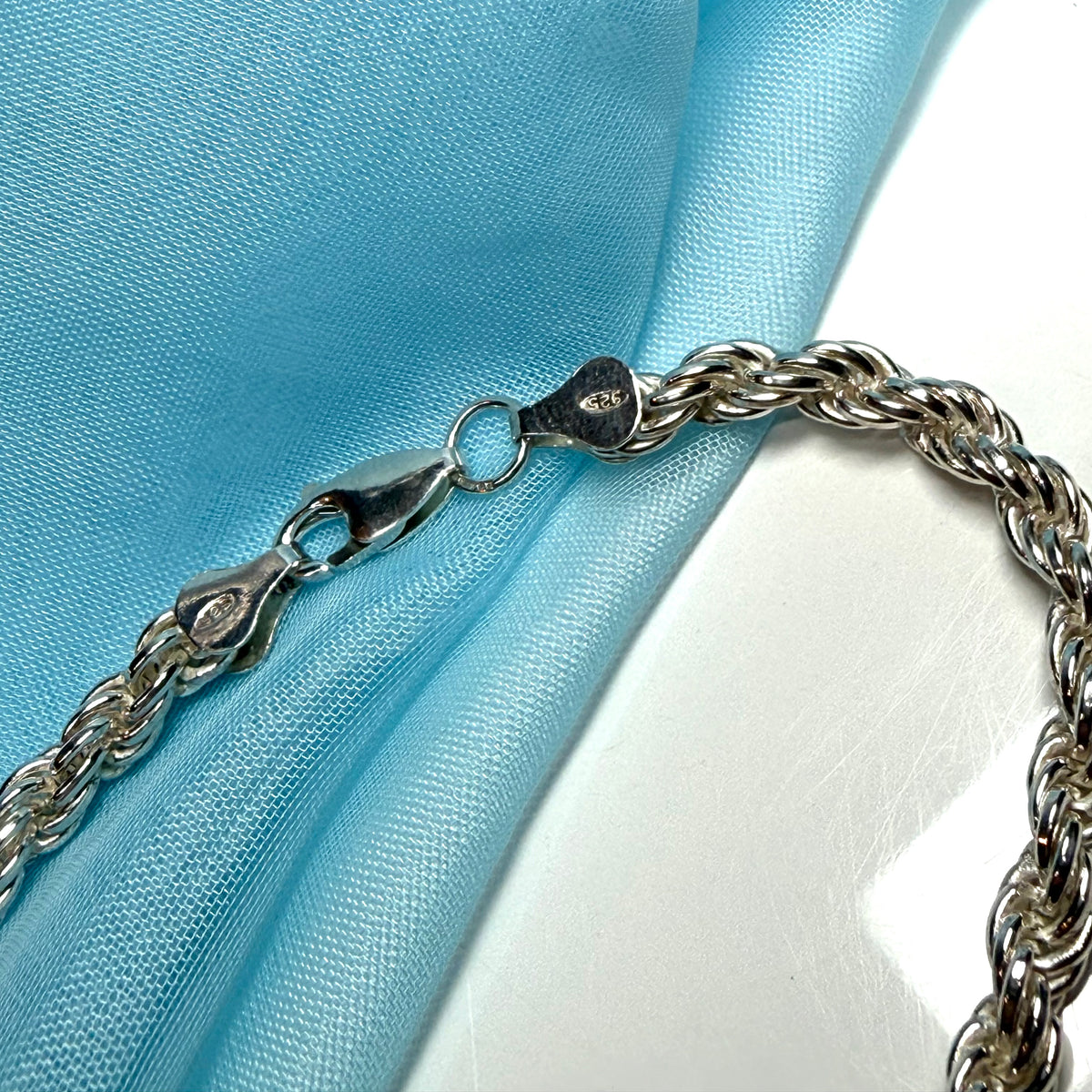 Men's Sterling Silver Solid Heavy Rope Bracelet