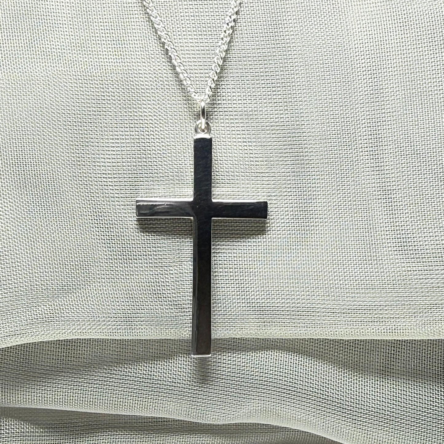 Cross necklace sterling silver plain polished including a chain