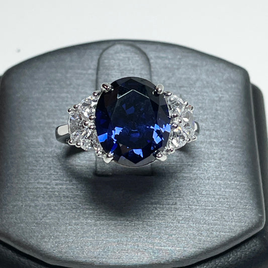 Large blue coloured cocktail ring