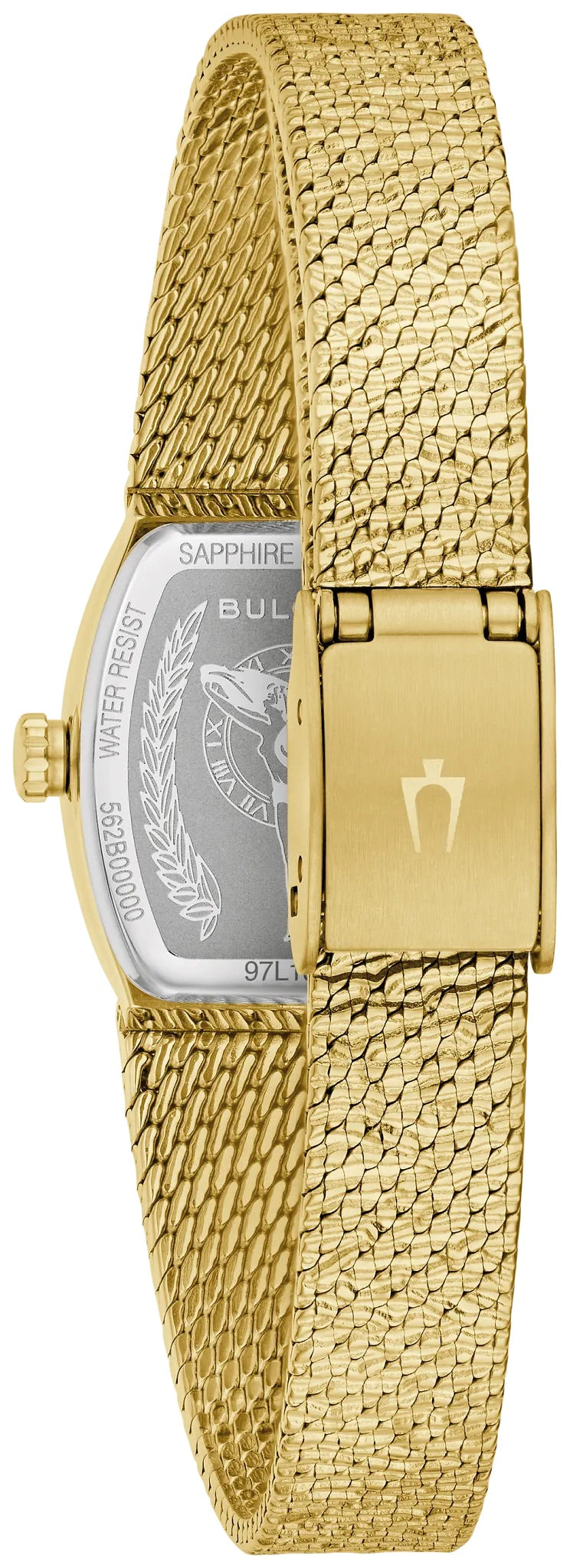97L184 Bulova Bracelet Watch Gold Plated Stainless Steel Green Dial Goddess of Time
