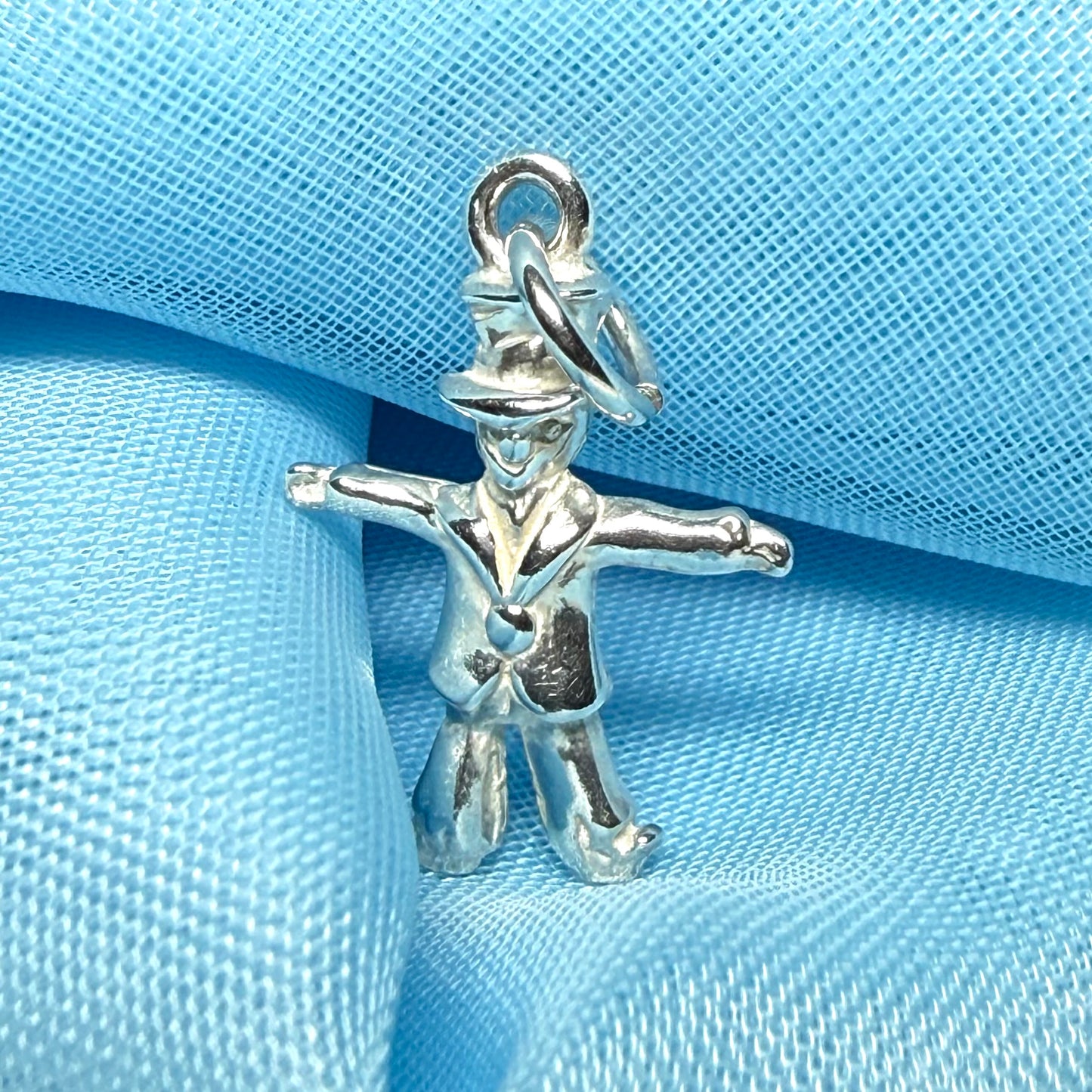 Scarecrow shaped solid charm sterling silver