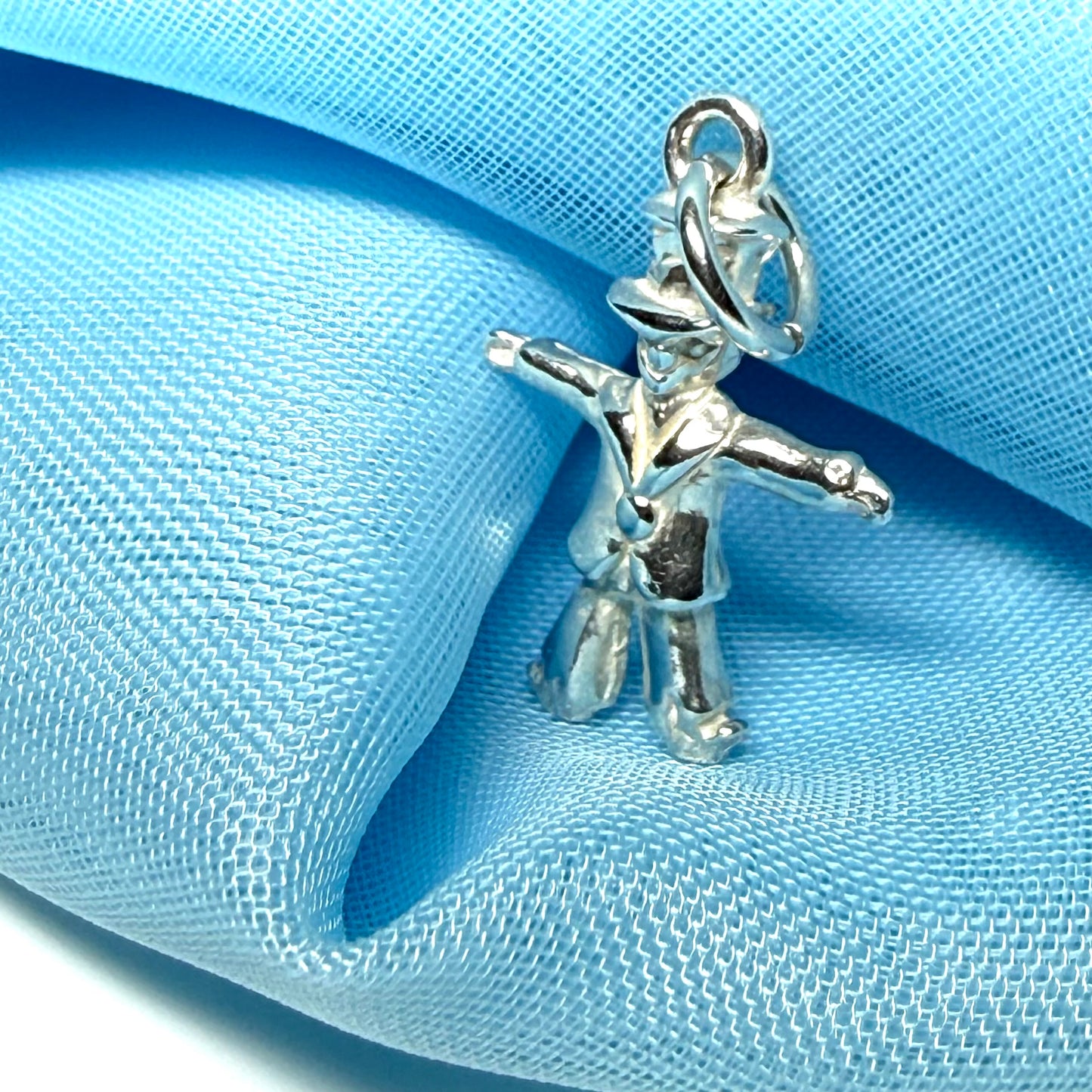 Scarecrow shaped solid charm sterling silver