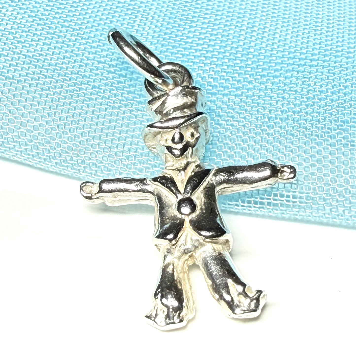 Scarecrow shaped solid charm sterling silver