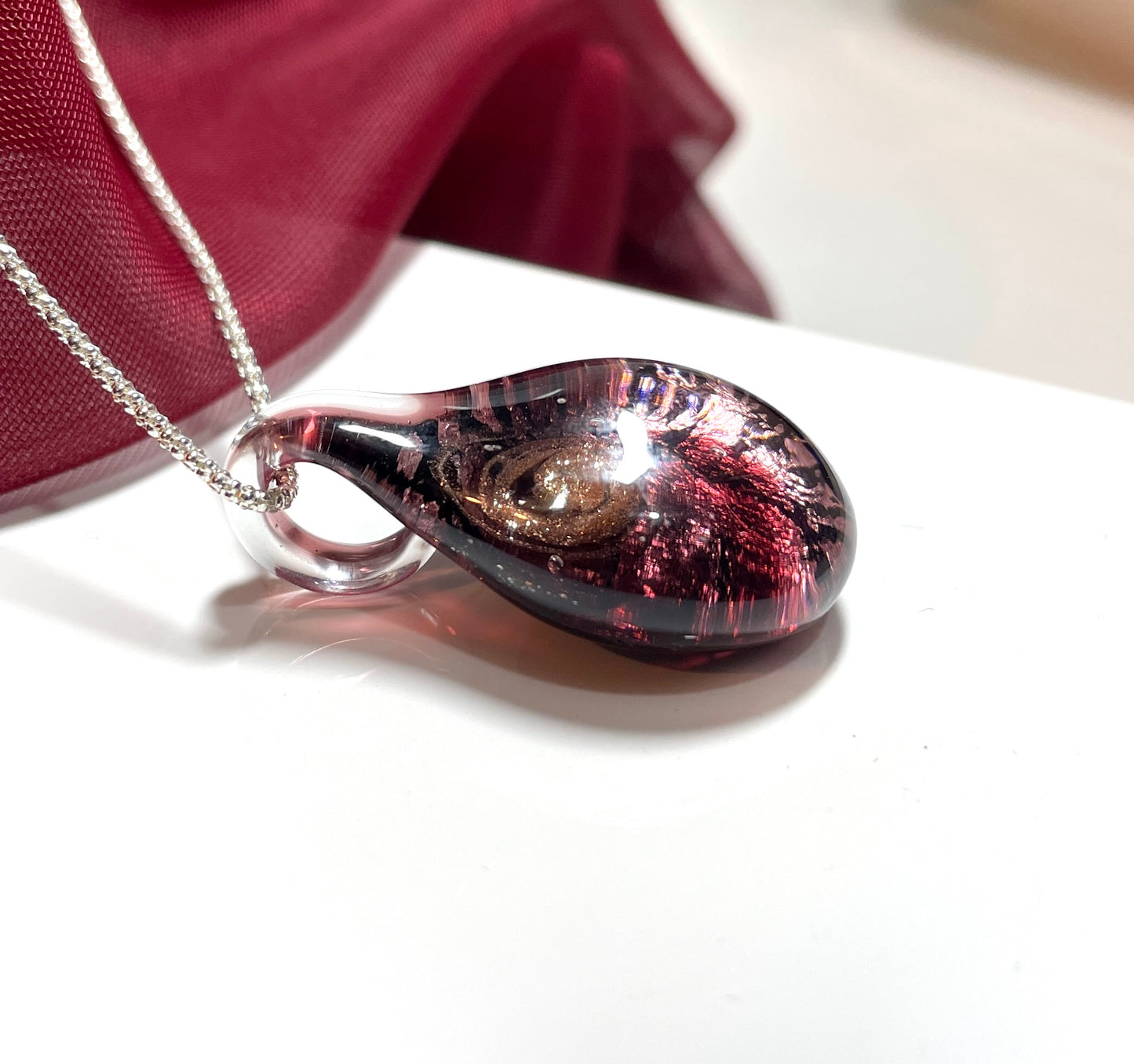 Murano Glass Tear Drop Pendant Pink