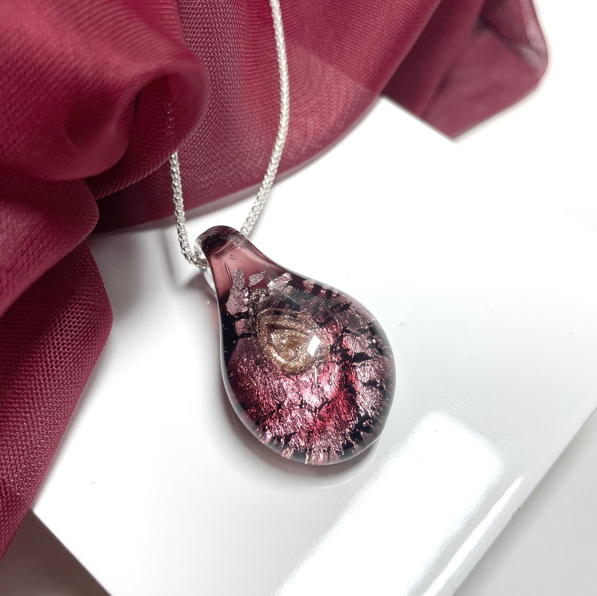 Murano Glass Tear Drop Pendant Pink