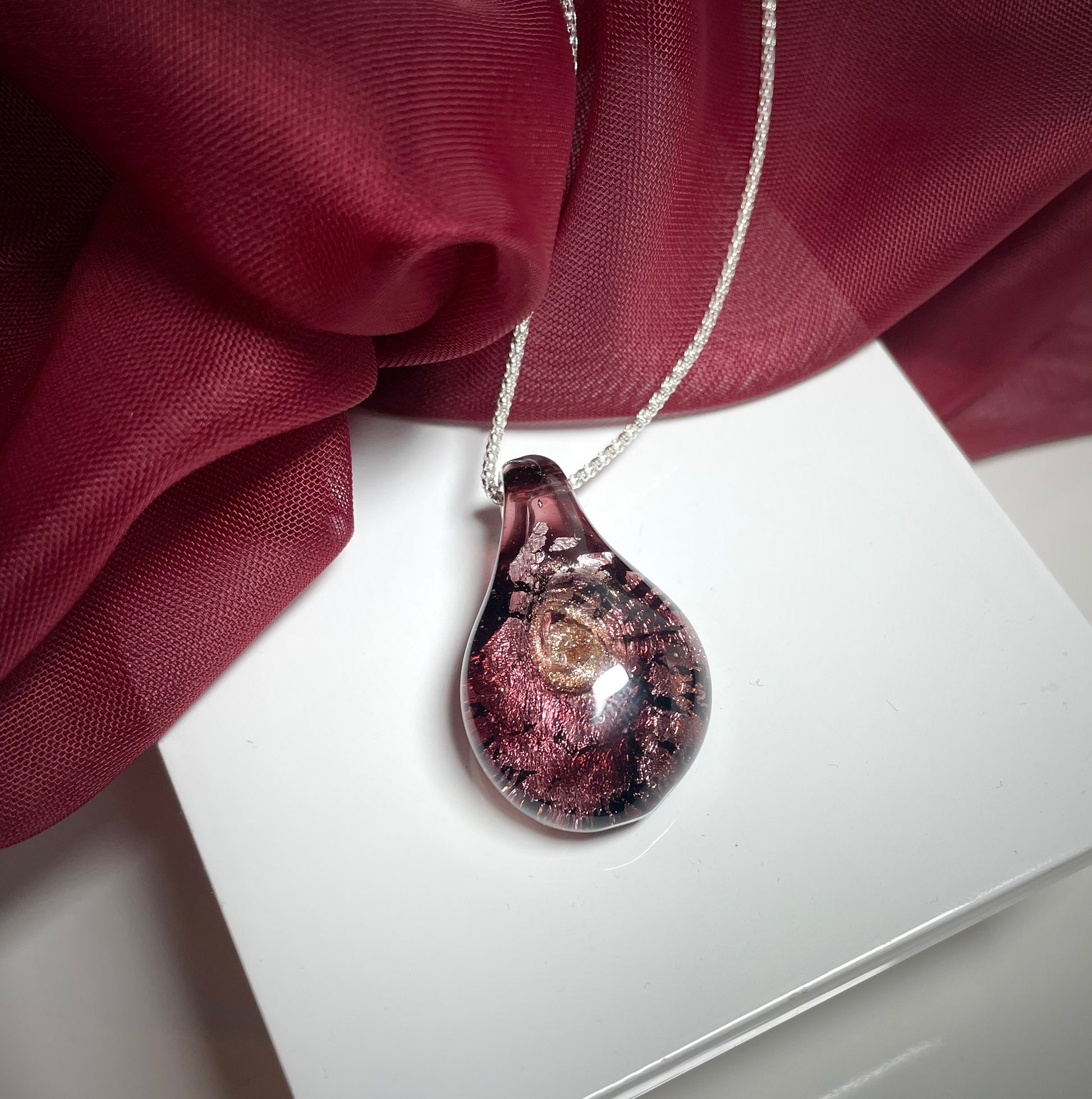 Murano Glass Tear Drop Pendant Pink