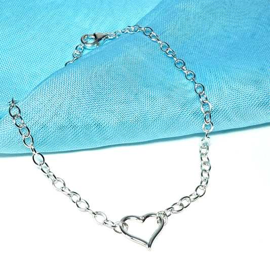 Ladies love heart bracelet sterling silver