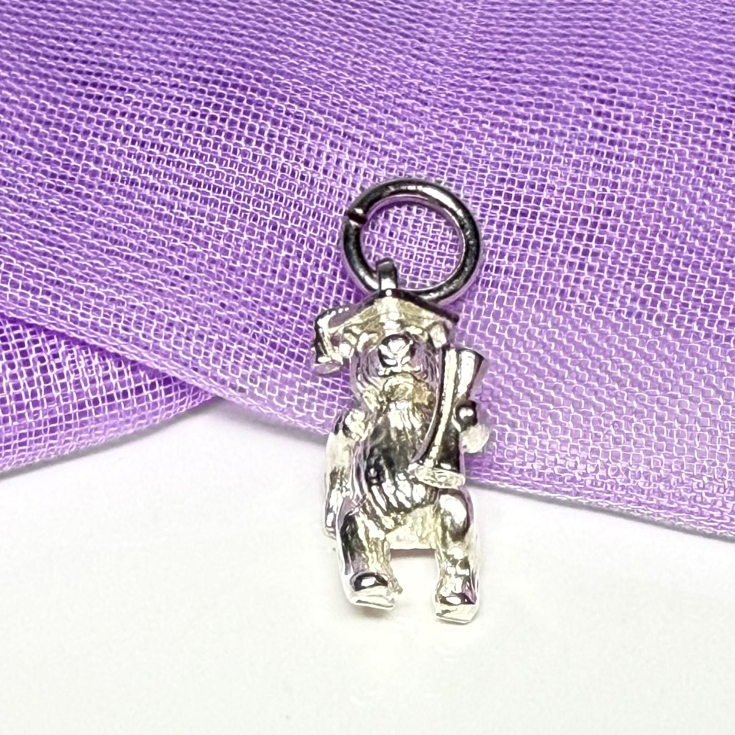 Graduation Bear Necklace Wearing Mortar Board Sterling Silver Charm