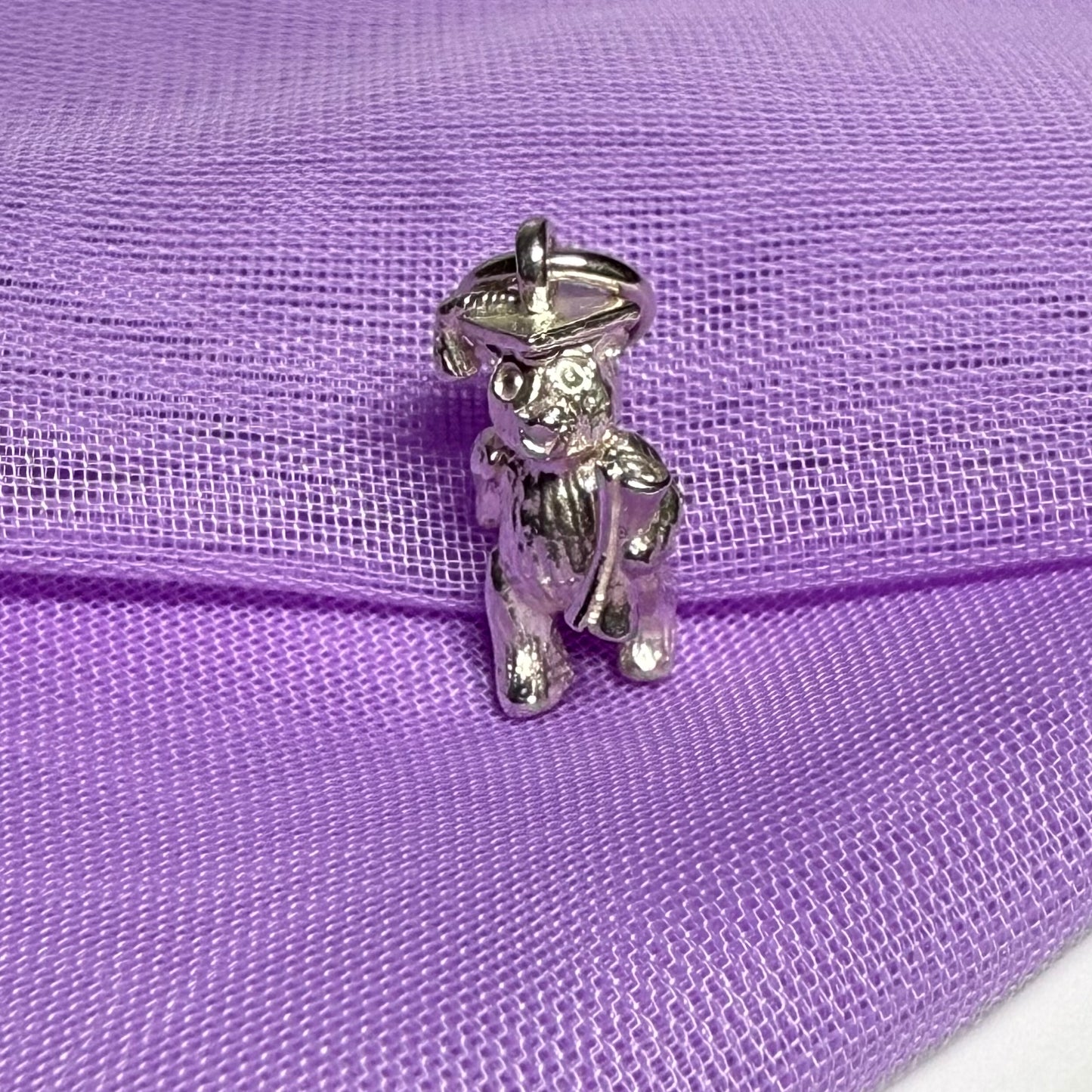 Graduation Bear Necklace Wearing Mortar Board Sterling Silver Charm