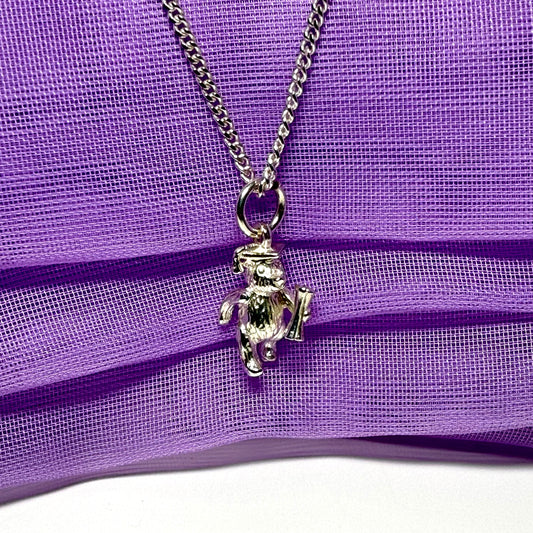 Graduation Bear Necklace Wearing Mortar Board Sterling Silver Charm