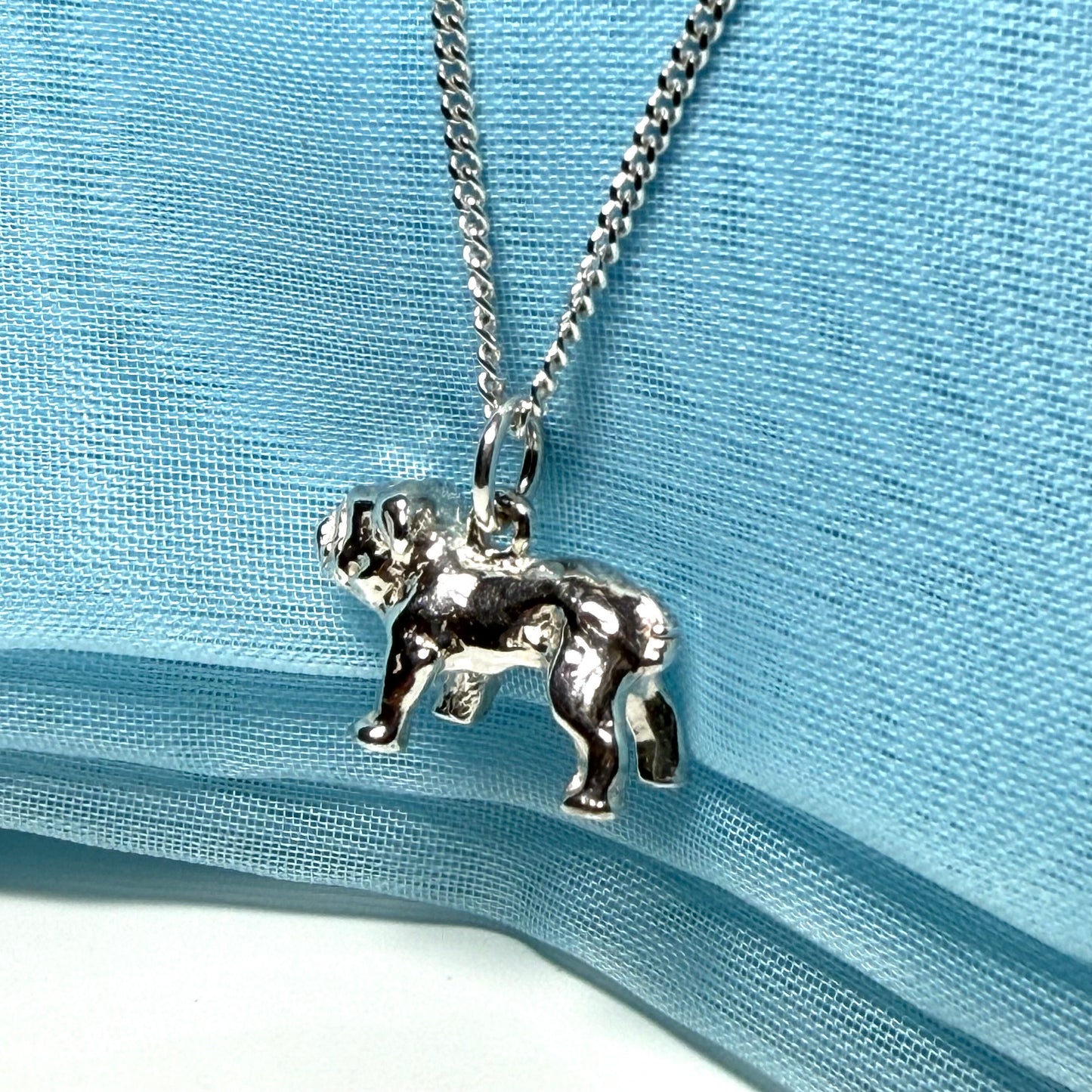 British bulldog necklace solid sterling silver charm pendant