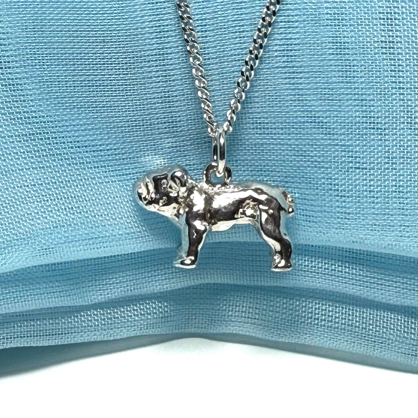 British bulldog necklace solid sterling silver charm pendant