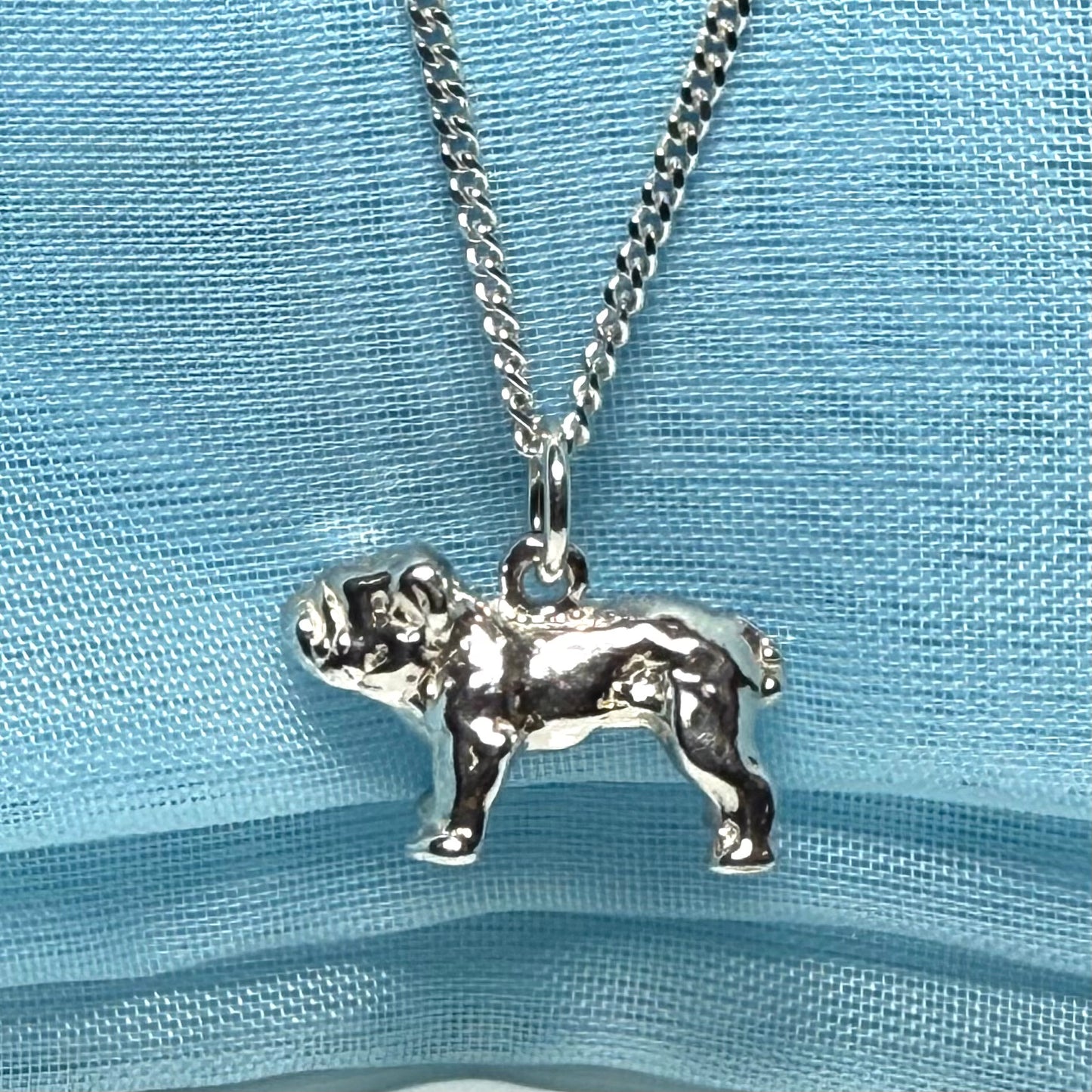 British bulldog necklace solid sterling silver charm pendant