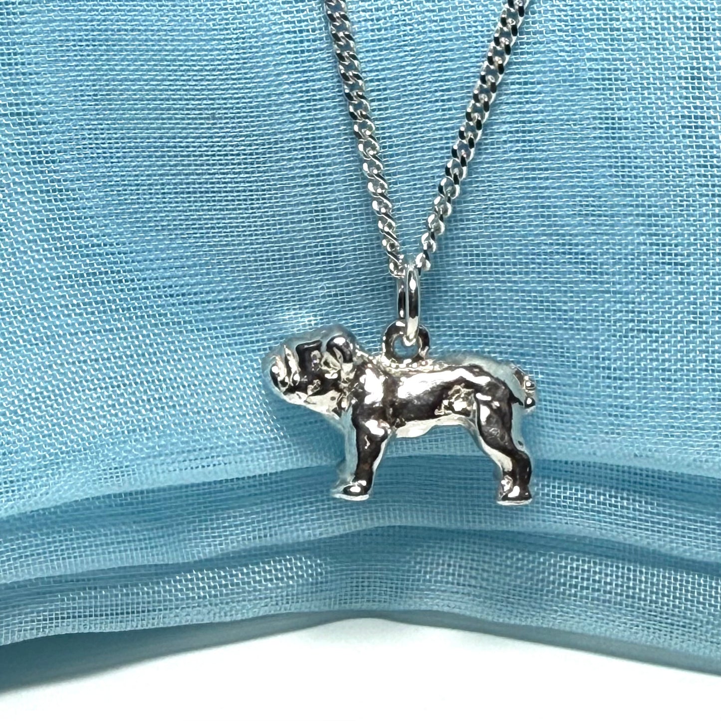 British bulldog necklace solid sterling silver charm pendant
