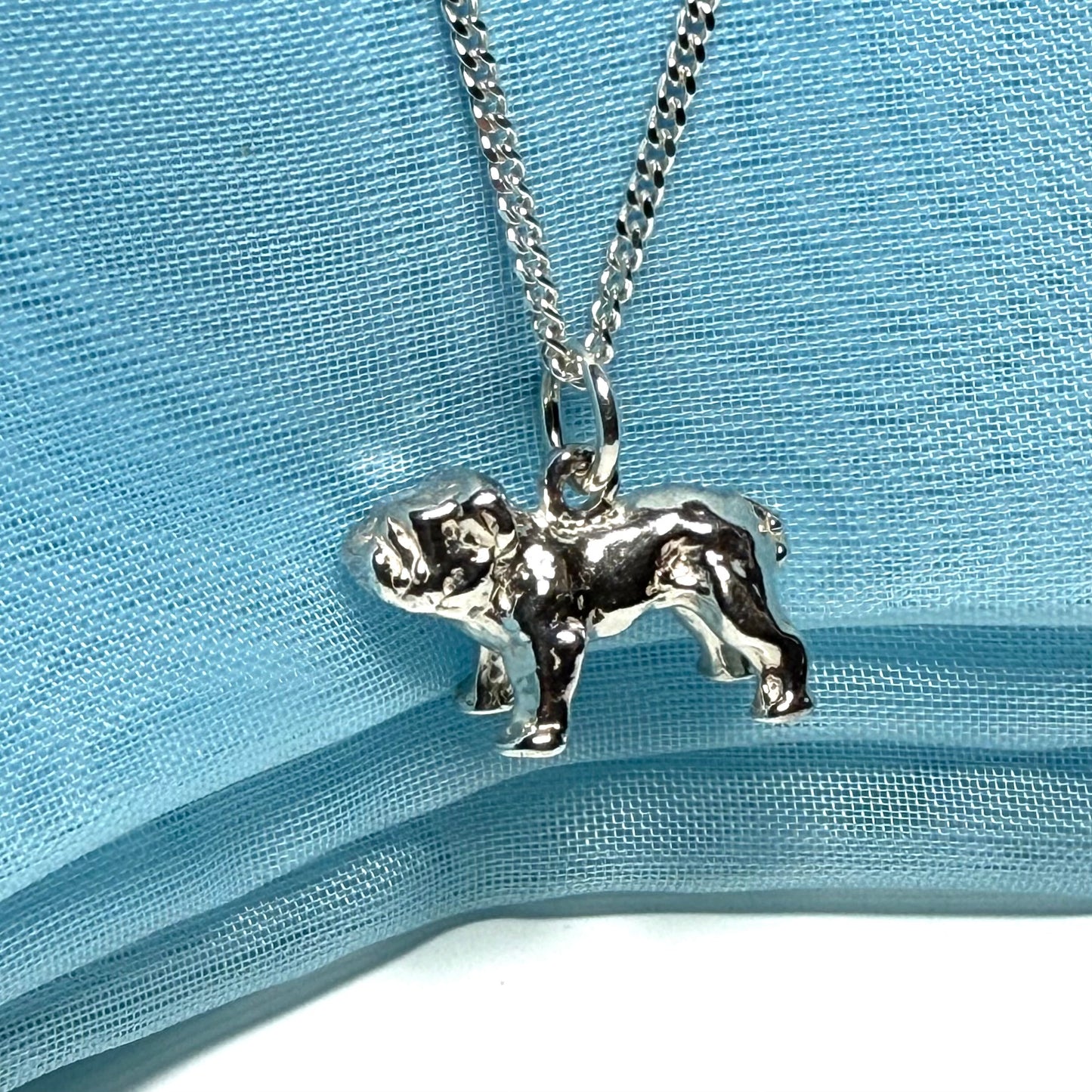 British bulldog necklace solid sterling silver charm pendant