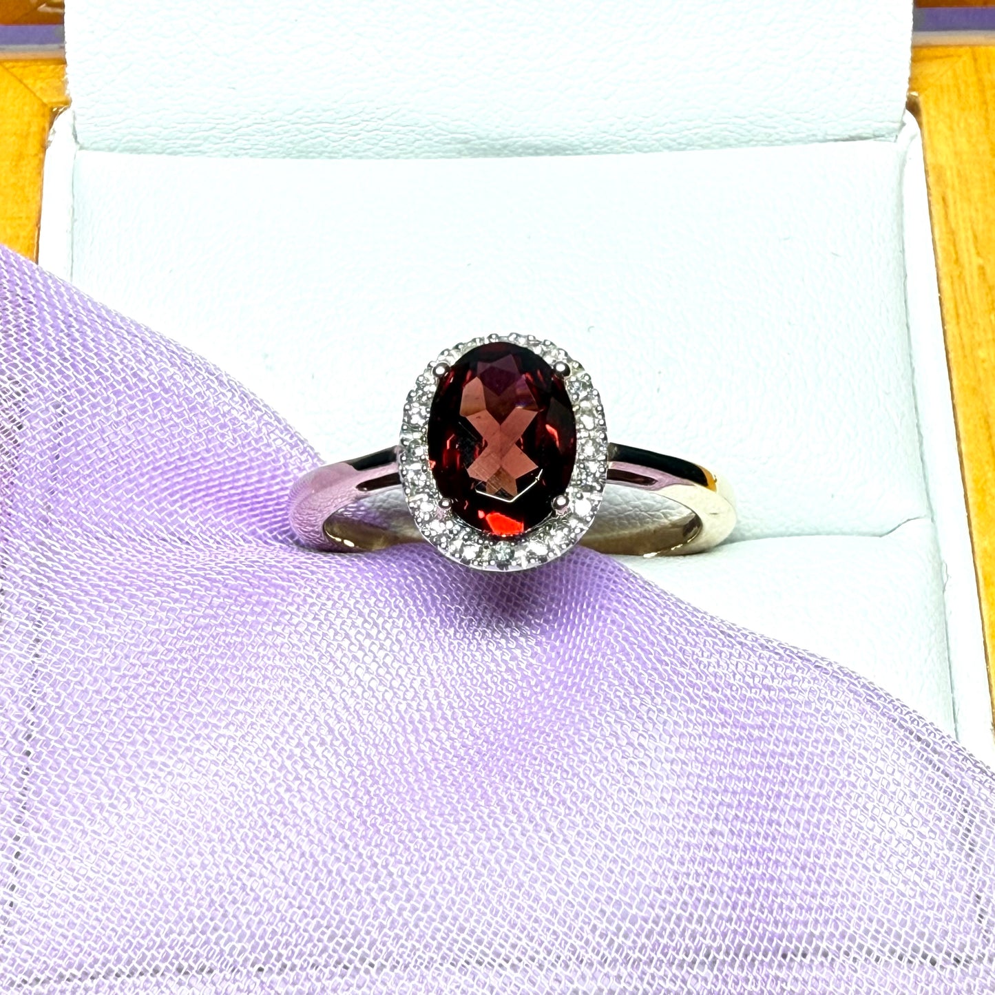 Oval Garnet And Diamond Yellow Gold Ring 1.2 Carat