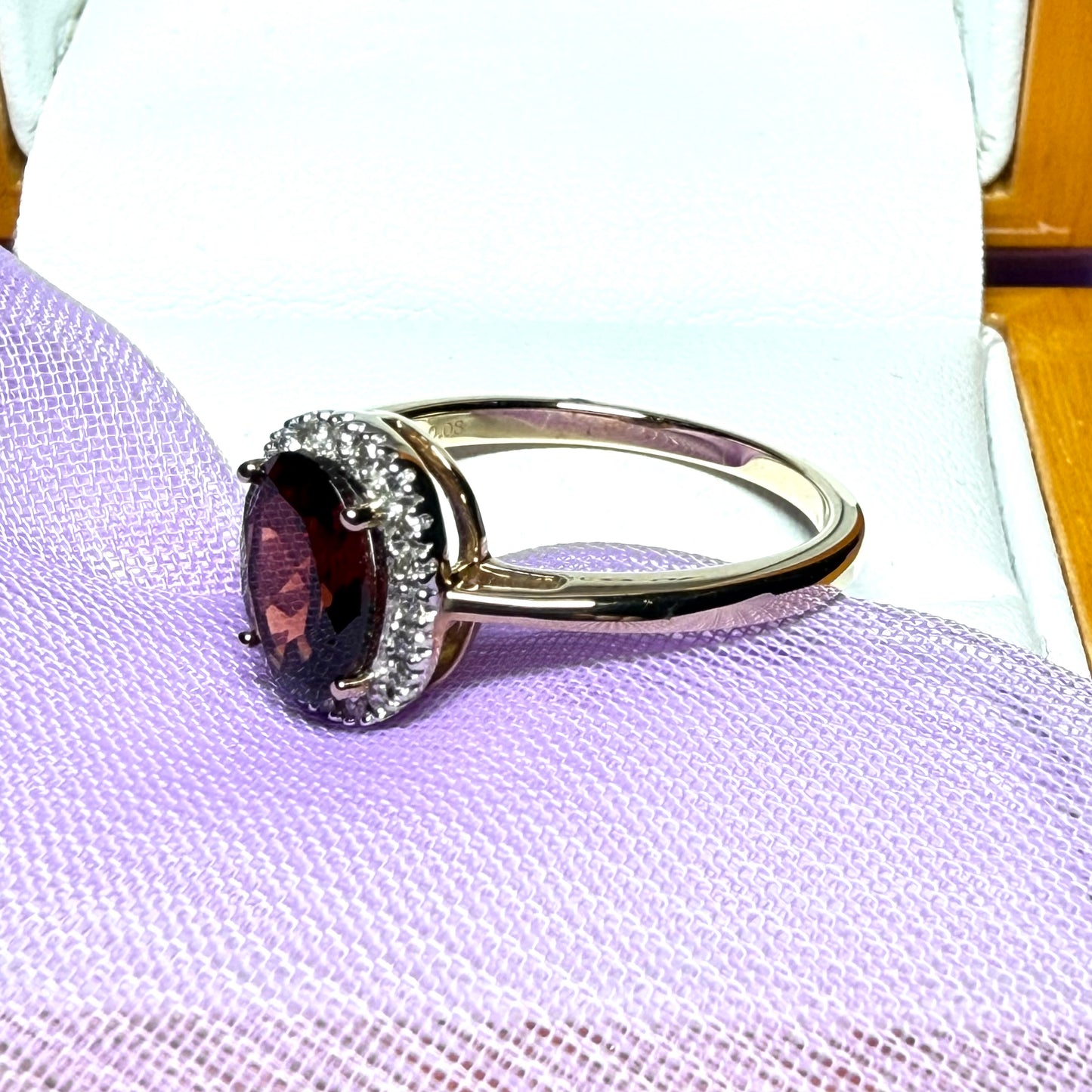 Oval Garnet And Diamond Yellow Gold Ring 1.2 Carat