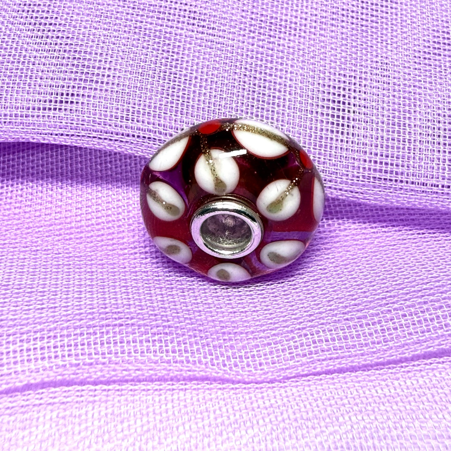 Pink dotted glass Unique Trollbeads