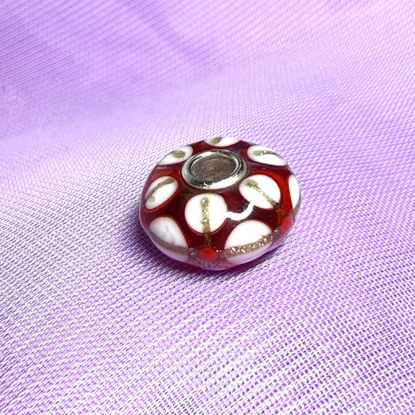 Pink dotted glass Unique Trollbeads